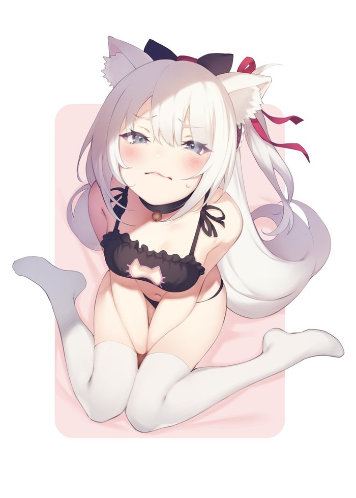 Hammann - NSFW, Azur Lane, Hammann, Нижнее белье, Animal Ears, Anime Art, Аниме, Арт, Попа, Длиннопост