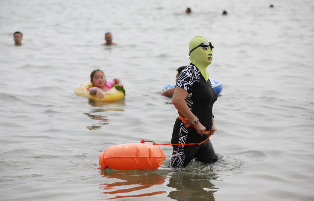 Facekini, increasingly gaining popularity on the beaches of China... . - China, Chinese, Swimsuit, Costume, Mask, Oddities, Interesting, , Longpost