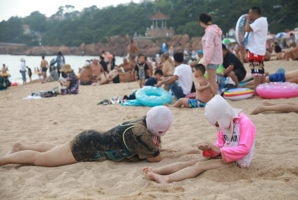 Facekini, increasingly gaining popularity on the beaches of China... . - China, Chinese, Swimsuit, Costume, Mask, Oddities, Interesting, , Longpost