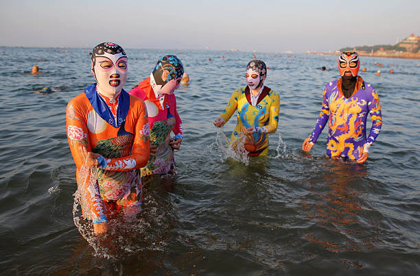 Facekini, increasingly gaining popularity on the beaches of China... . - China, Chinese, Swimsuit, Costume, Mask, Oddities, Interesting, , Longpost