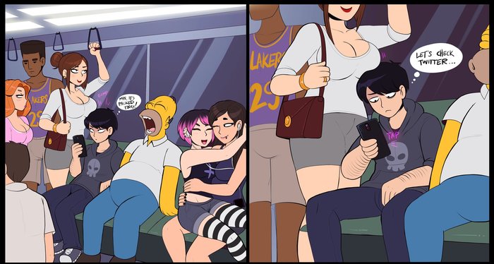 Viewing twitter in public - NSFW, Comics, Web comic, Shadman, Its a trap!, Feet, Futanari