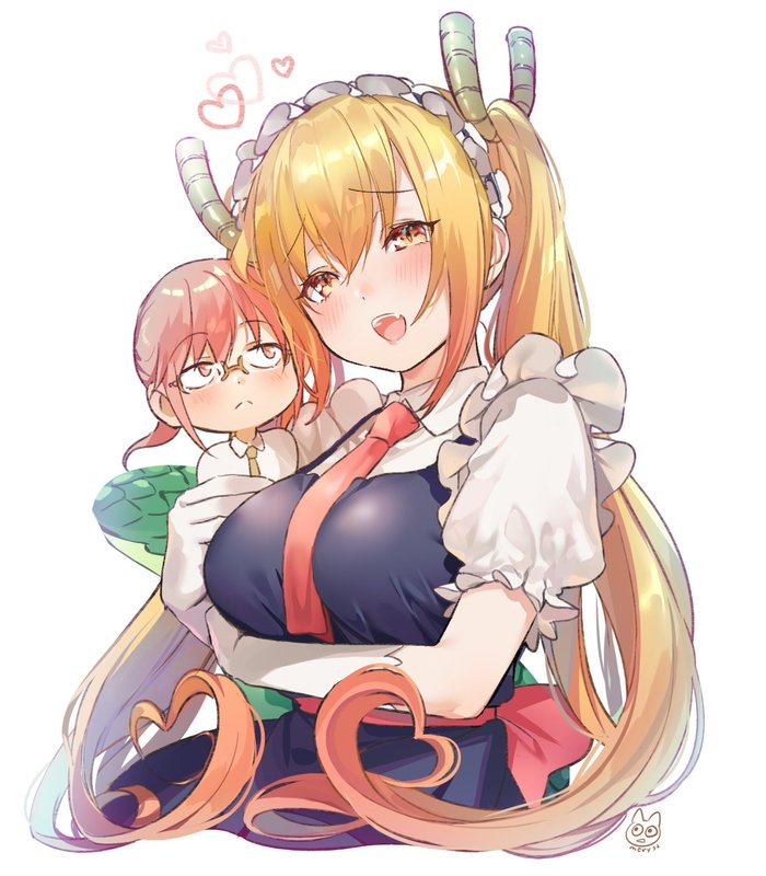 Kobayashi and Tooru - Anime, Anime art, Kobayashi-san chi no maidragon, Kobayashi, Tooru