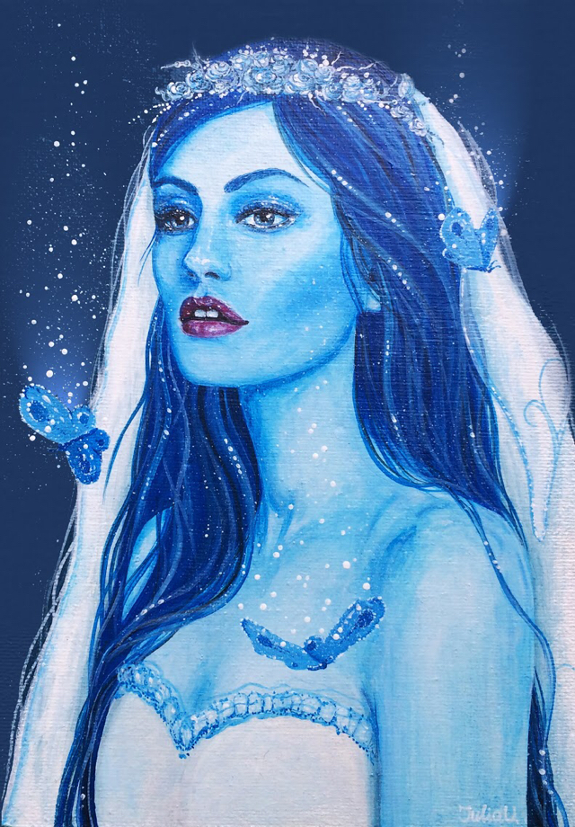 Corpse bride. - My, Acrylic, Corpse bride, Tim Burton, Drawing, Illustrations, Cartoons, Girls, Bride