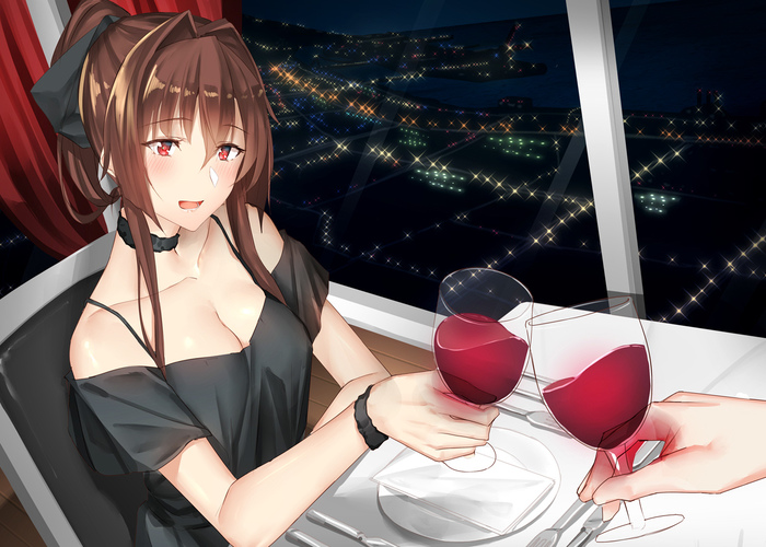 Yamato - Kantai collection, Yamato, Anime art, Anime, Art, Wine, Romance, Teitoku