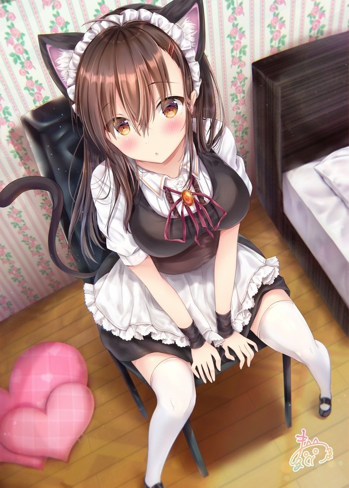 A few Neko maids) #2 - Anime, Anime art, Art, Neko, Housemaid, A selection, Longpost