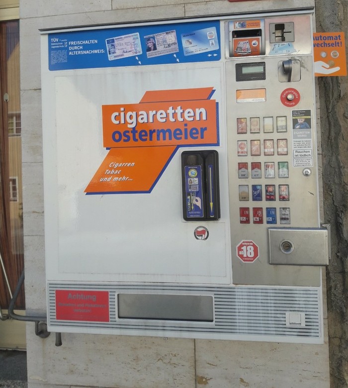 Street cigarette vending machine in Germany... - Cigarettes, Germany, High prices