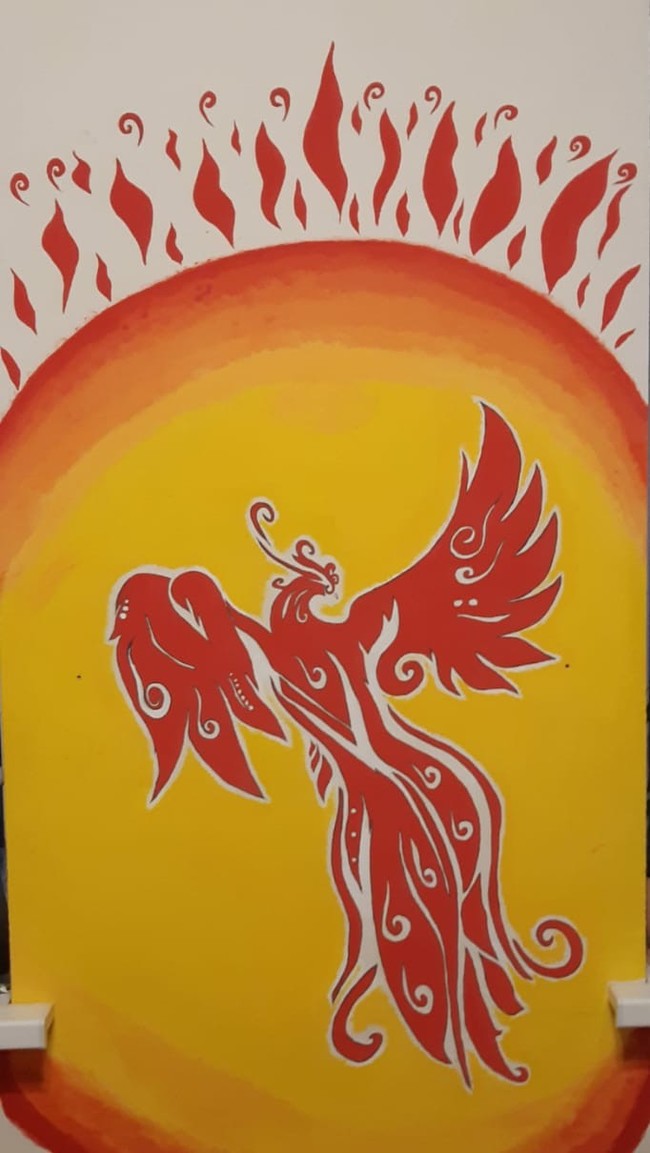 Firebird in the arms of the sun - My, Drawing on the wall, Firebird