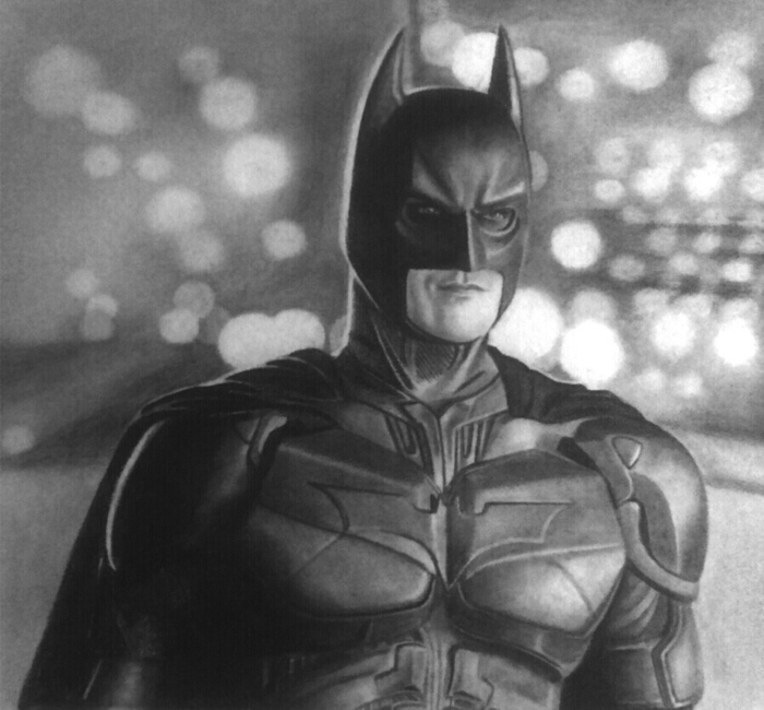 The dark knight, pencil drawing - My, Drawing, Pencil drawing, Portrait, The Dark Knight, Batman, Superheroes, Movies