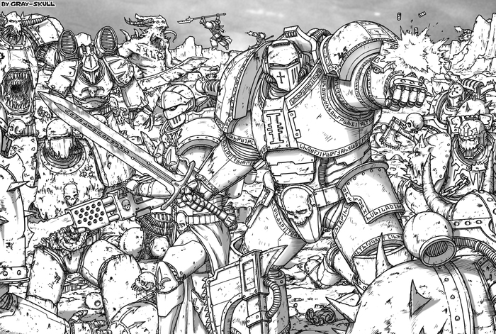 LAST STAND (by Gray-Skull) - My, Warhammer 40k, Gray-skull, Gray knights, Adepta Sororitas, Chaos space marines, Imperium, Images, Art