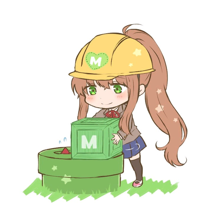 Builder Monika Doki Doki Literature Club, Monika, Sayori, Anime Art,  , Super Mario Maker