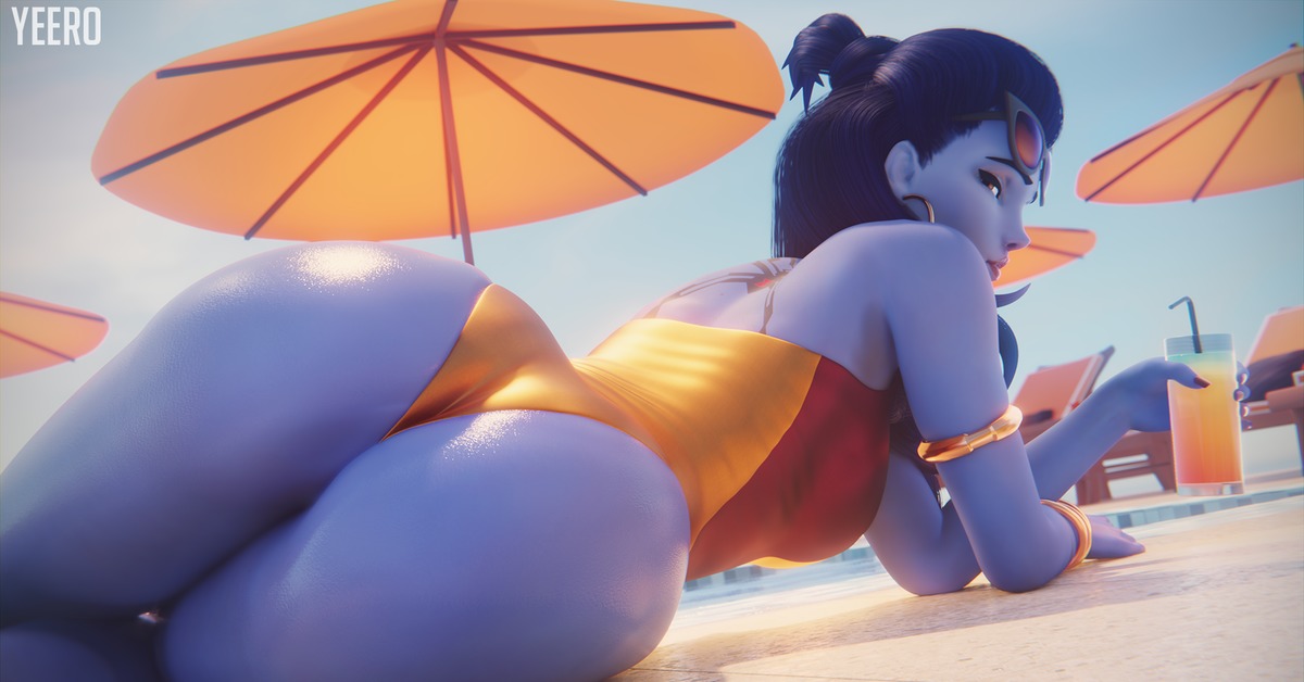 Widow is dummy thicc - NSFW, Yeero, Blender, Overwatch, Widowmaker, Игры, Арт