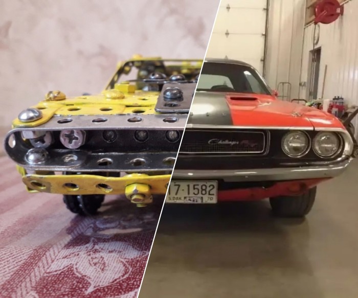 Dodge challenger 1970 from the iron constructor in comparison with the real one - My, Comparison, Handmade, Modeling, Car, Auto, Homemade, Scale model, Constructor