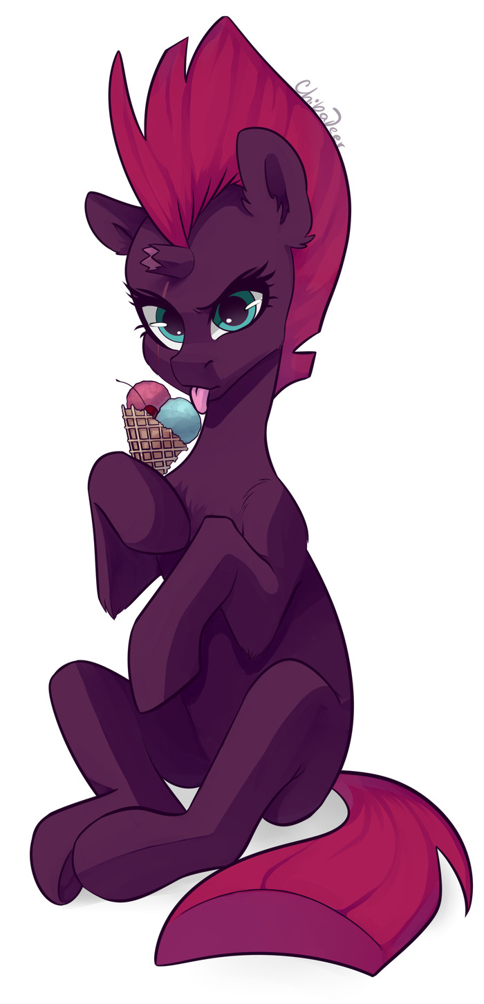 *Звуки наслаждающейся вредины* - Tempest Shadow, My Little Pony, Мороженое, Chibadeer