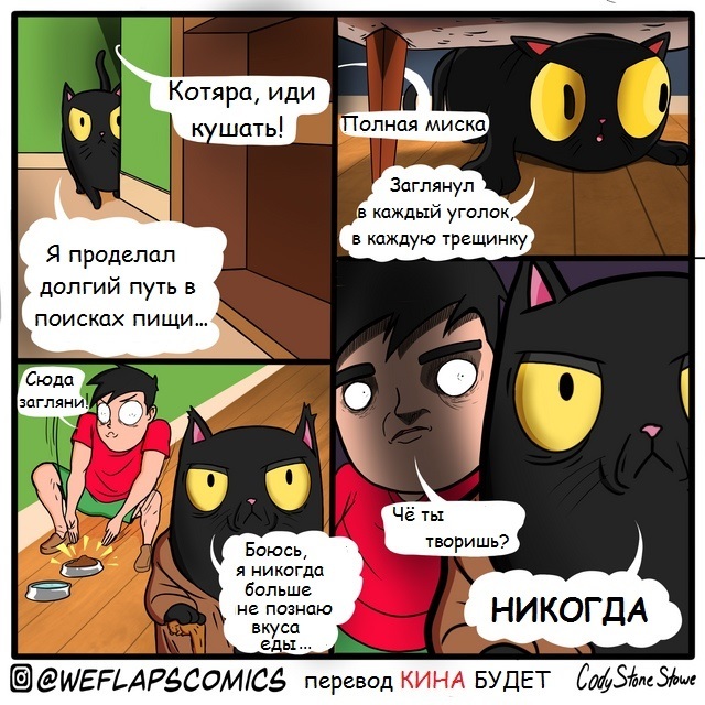 Про котика и еду... - Еда, Кот, Комиксы, Перевел сам, Weflapscomics, Cody stone stowe