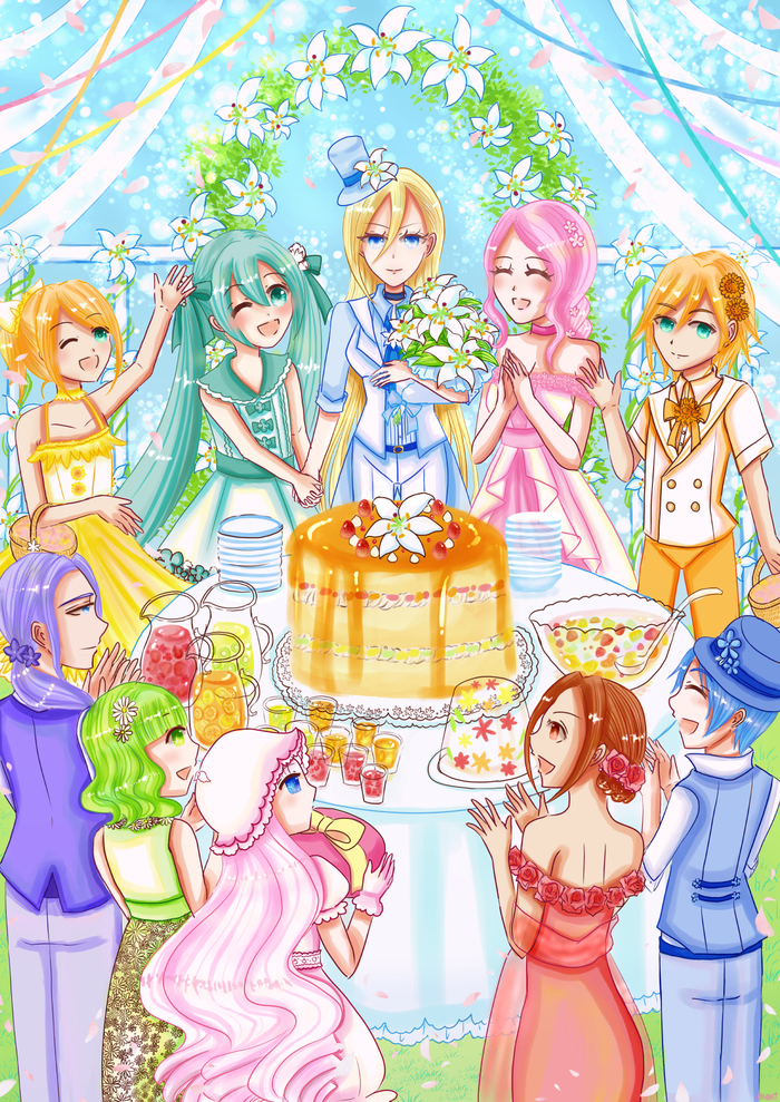 Congratulations from friends - Anime, Not anime, Vocaloid, Lily, Anime art, Birthday