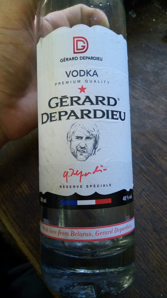 Interestingly, does Gerard have anything from With Love from Chechnya? - My, Vodka, Gerard Depardieu, Republic of Belarus, Marketing, Not advertising, Subtle humor, Killed