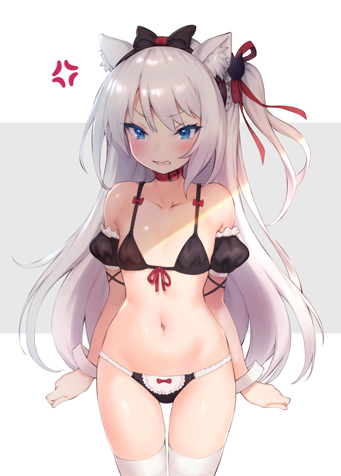 Hammann - NSFW, Azur Lane, Hammann, Flat chest, Anime Art, Аниме, Арт, Горничная, Animal Ears