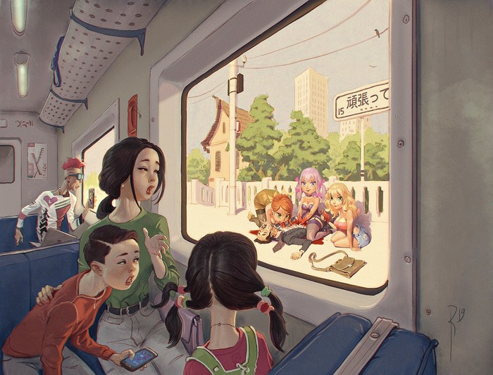 Japanese train - Artist, Train, Art, Images, Painting, Waldemar Kazak