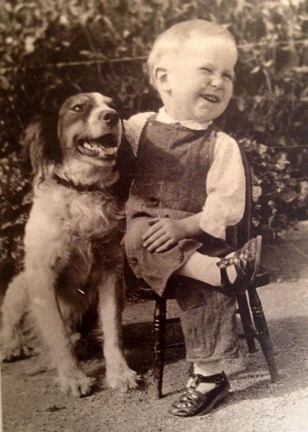 The boy and the dog are laughing. - Retro, Children, Dog, Life stories, The photo, Reddit