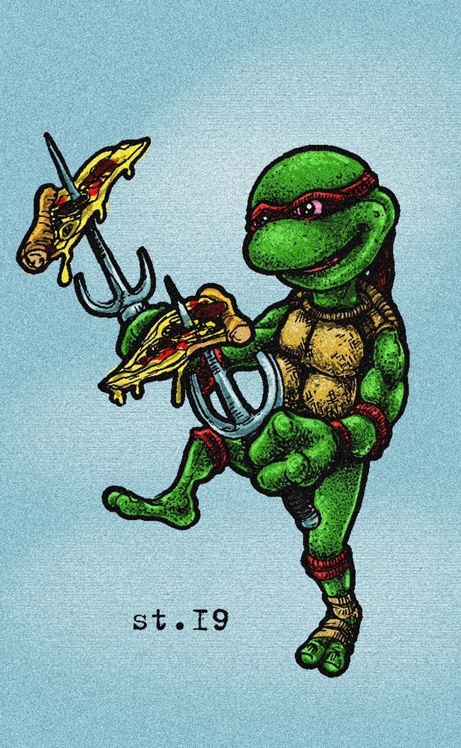 Pizza Time - My, Art, Drawing, Graphics, Raster graphics, Digital drawing, Pizza, Teenage Mutant Ninja Turtles, Cartoons