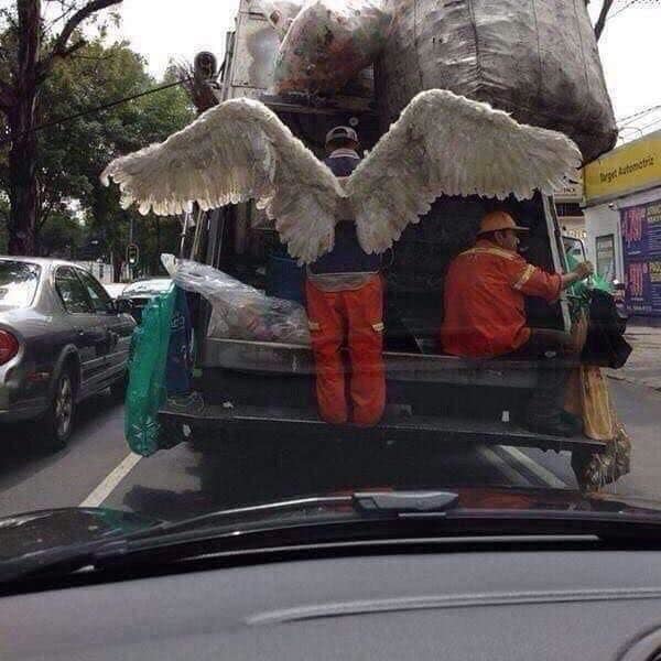 When your own strength is not enough, you call heaven for help - Garbage truck, Sofia, Bulgaria