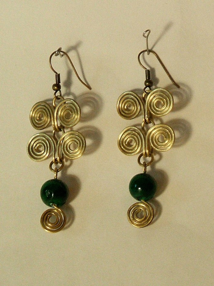 Jewelry in wire wrap technique. Earrings. - My, Needlework without process, Handmade, With your own hands, Wire wrap, Longpost