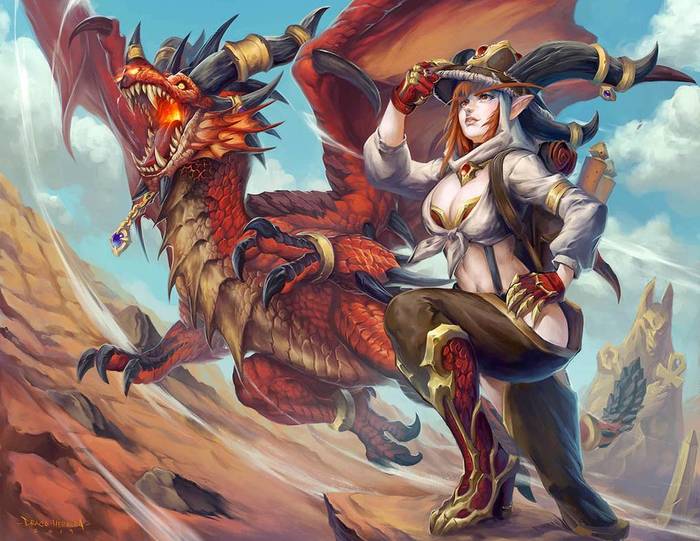 Alexstrasza the explorer of Uldum - NSFW, Deviantart, Art, Drawing, Fantasy, Wow, Games, World of warcraft, Alexstrasza