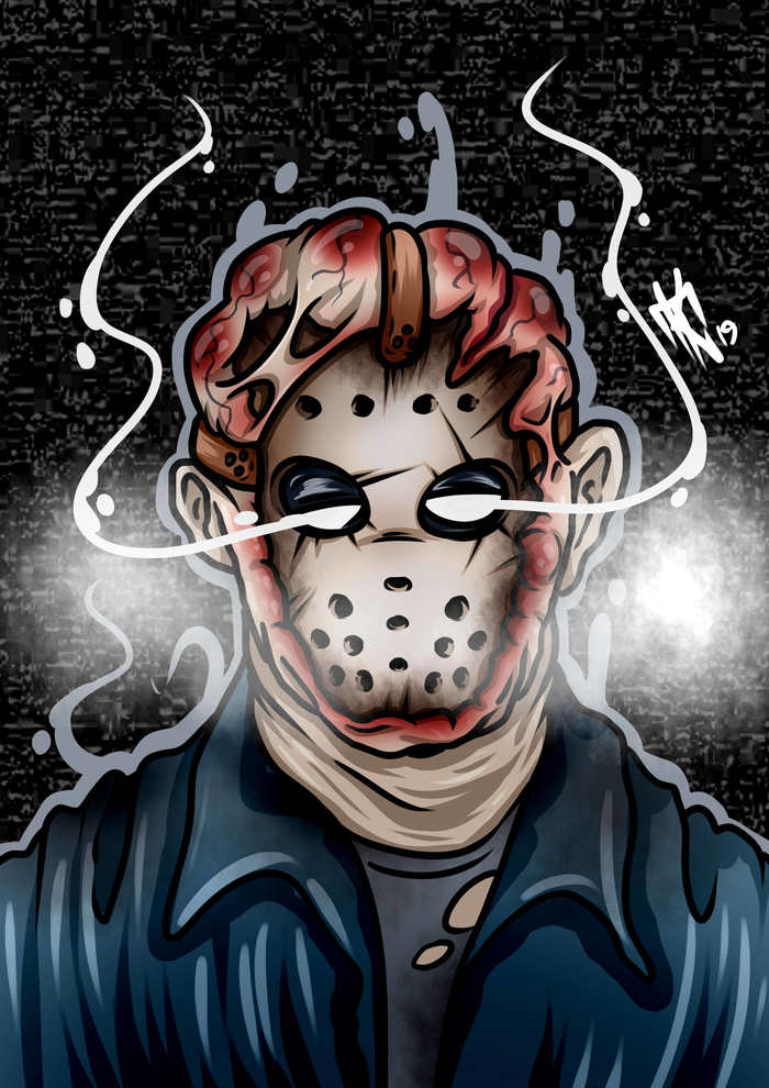 What's up guys Friday the 13th? - My, Friday, Jason Voorhees, Friday the 13th, Art, Fan art, Freddy vs Jason, Drawing, Digital drawing
