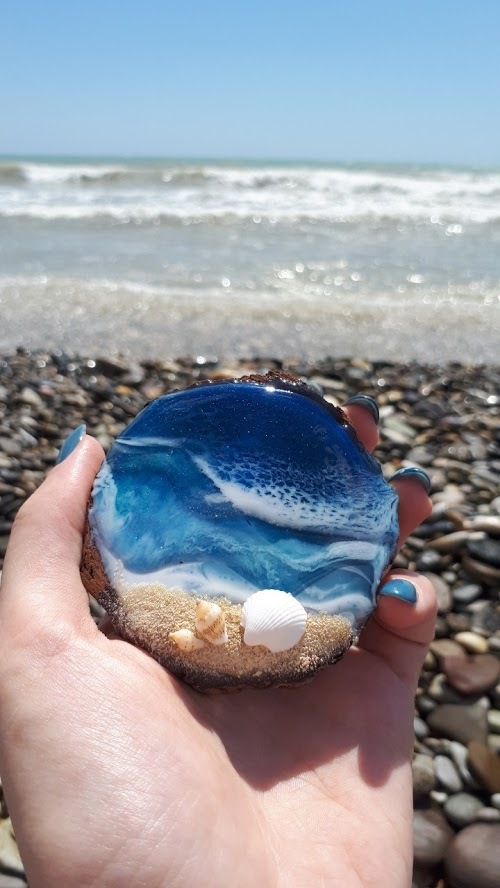 Sea to go - My, Sea, Needlework, Epoxy resin, Longpost