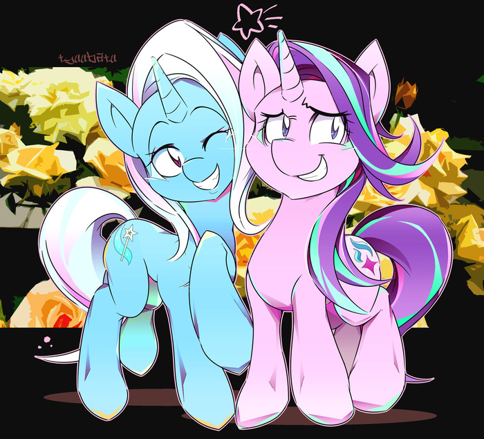 Wink! - My little pony, PonyArt, Starlight Glimmer, Trixie, Tyuubatu
