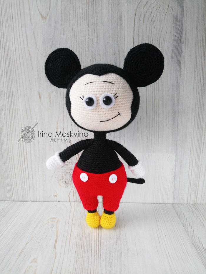 Bonnie dressed as Mickey Mouse - My, Needlework without process, Crochet, Mickey Mouse, Mouse, Cartoon characters, Symbol of the year, Handmade, Longpost
