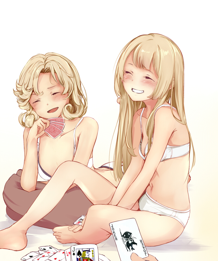 Janus & Jervis - NSFW, Kantai collection, Janus, Jervis, Underwear, Anime art, Anime, Art, Poker