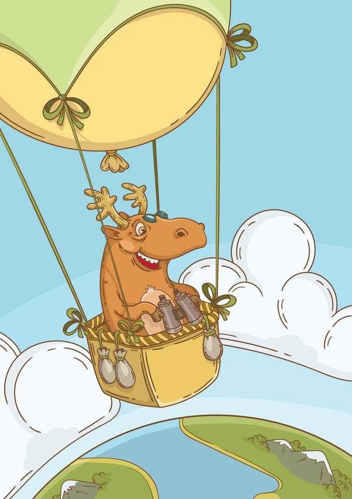 First post - My, Vector, Digital drawing, Elk, Balloon