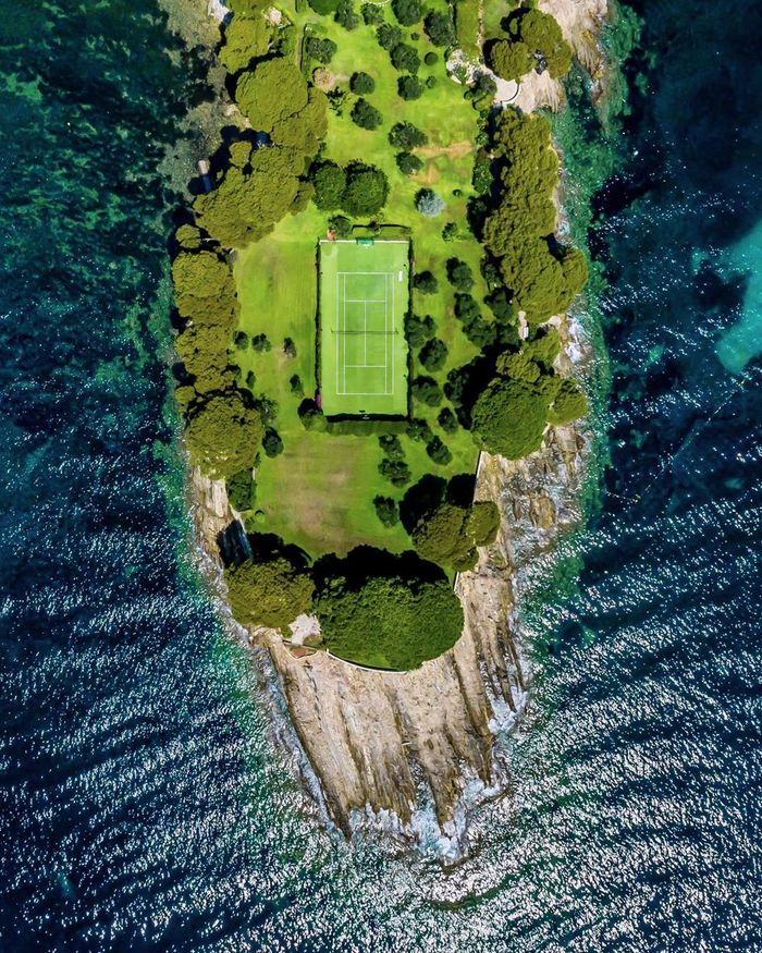 View from above - Aerial photography, Stadium, Tennis court, Island, Tennis