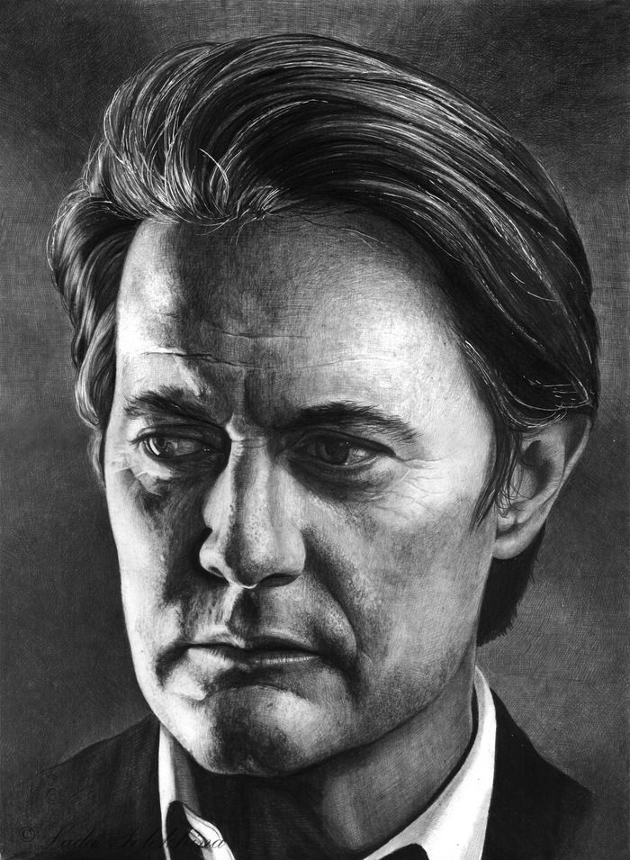 Portrait in pencil. - My, Drawing, Graphics, Portrait, Kyle MacLachlan, Actors and actresses, Celebrities, Simple pencil