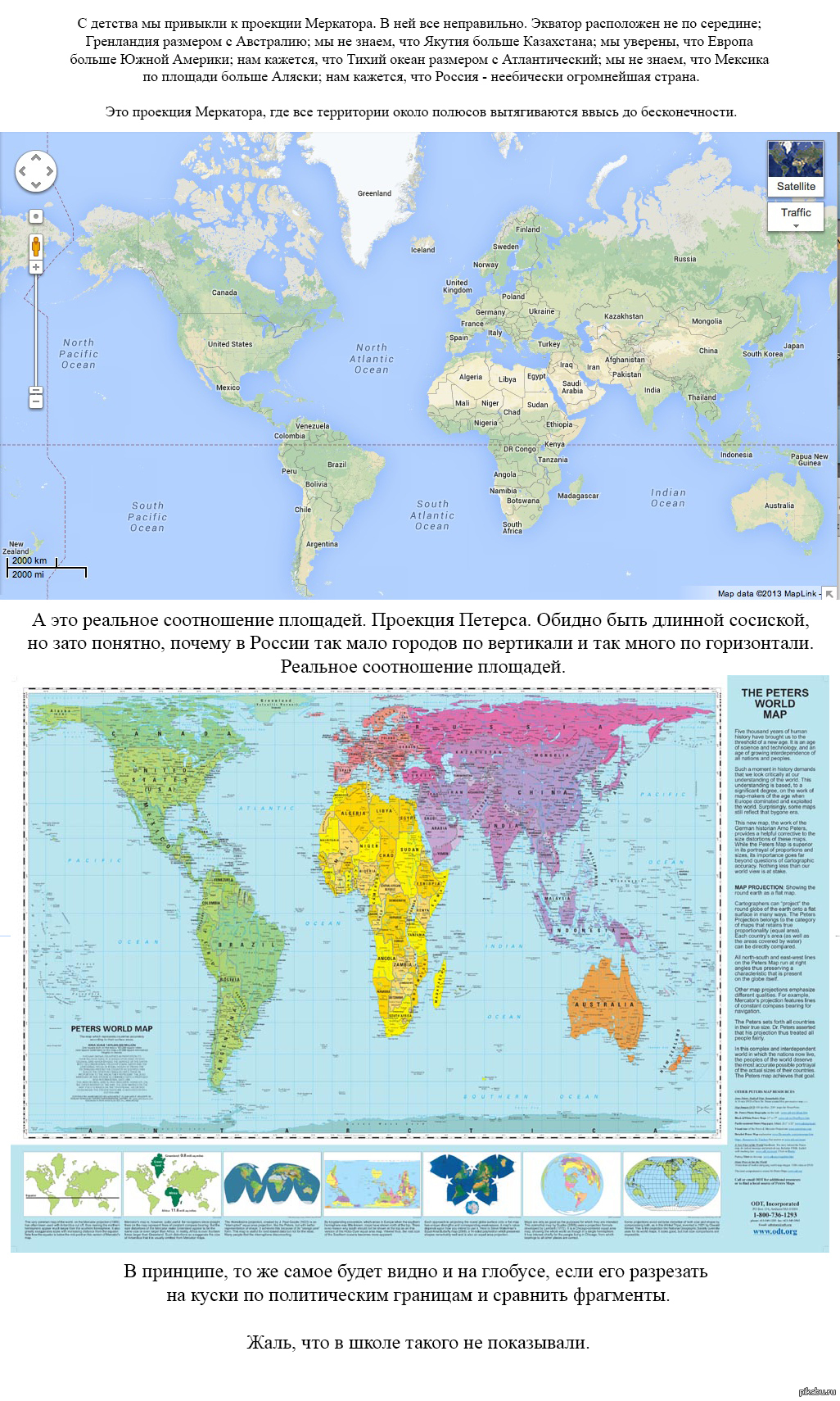 Карта мира проекция петерса