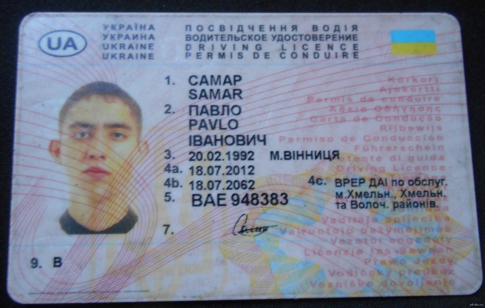 Водительское удостоверение Украины