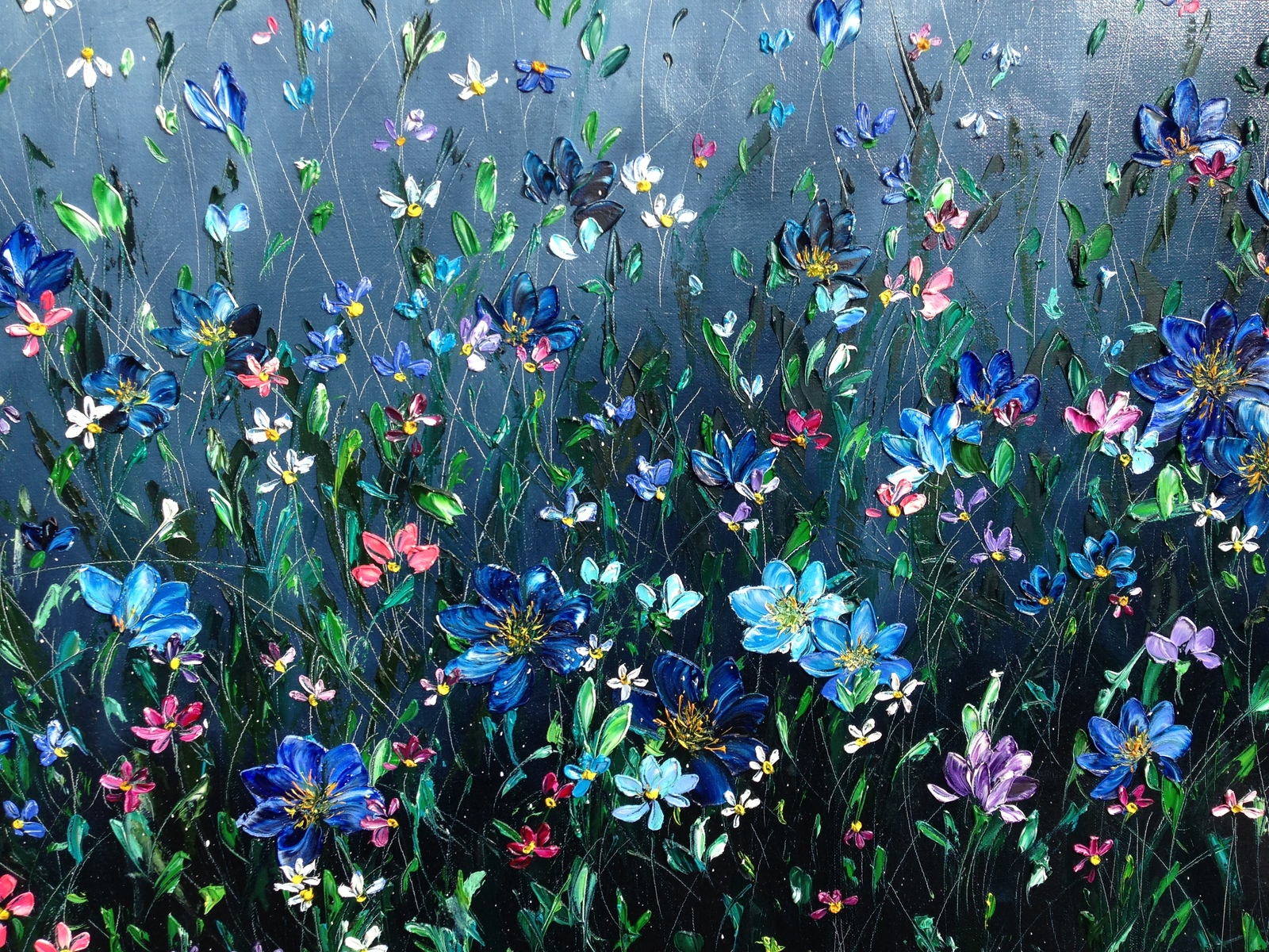 My palette knife painting - My, Art, Oil painting, Painting, Flowers, Longpost