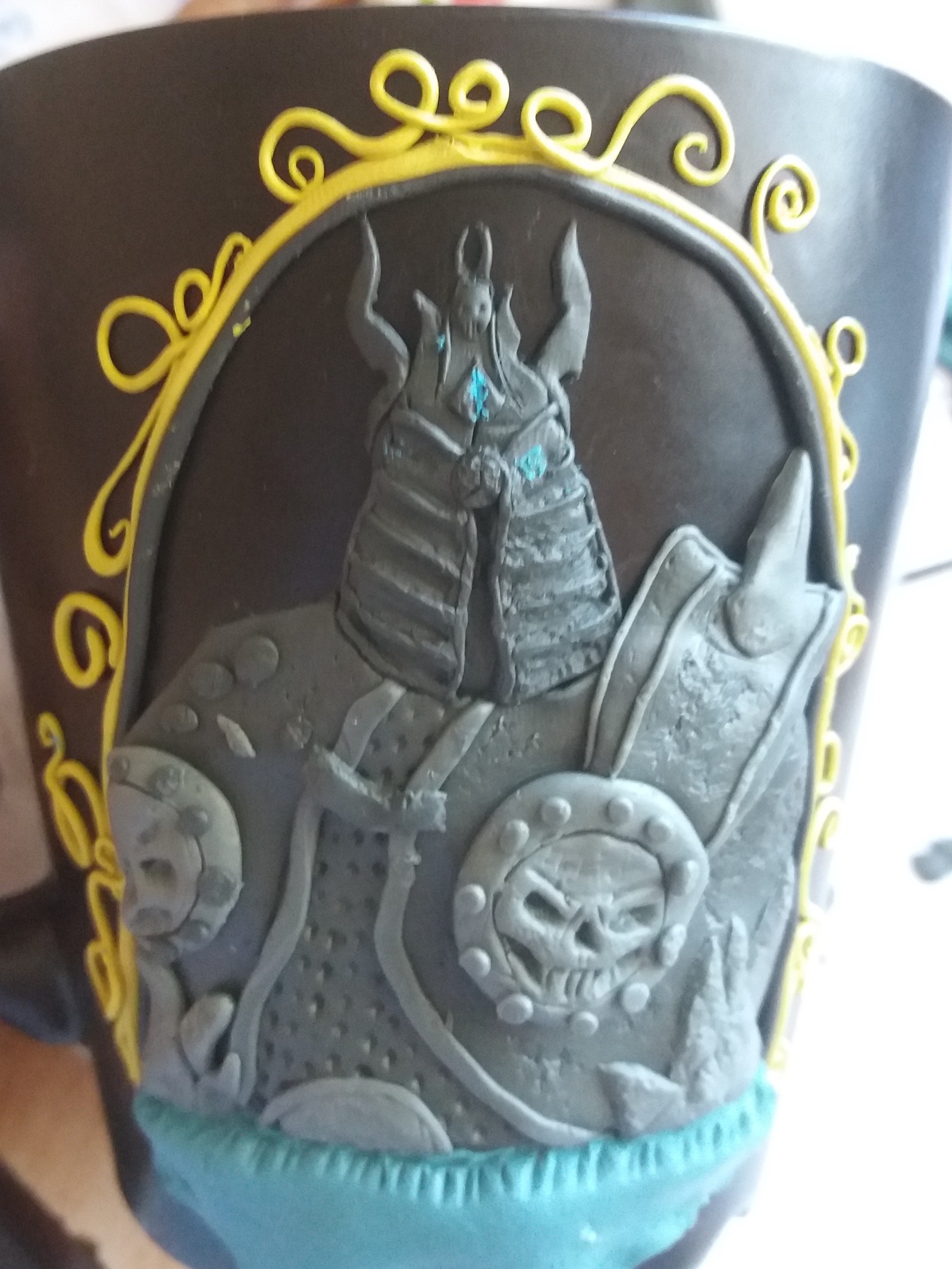 Mug with the Lich King made of polymer clay - My, Lich King, Warcraft, Polymer clay, Handmade, Fan art, Кружки, World of warcraft, Hearthstone, Longpost