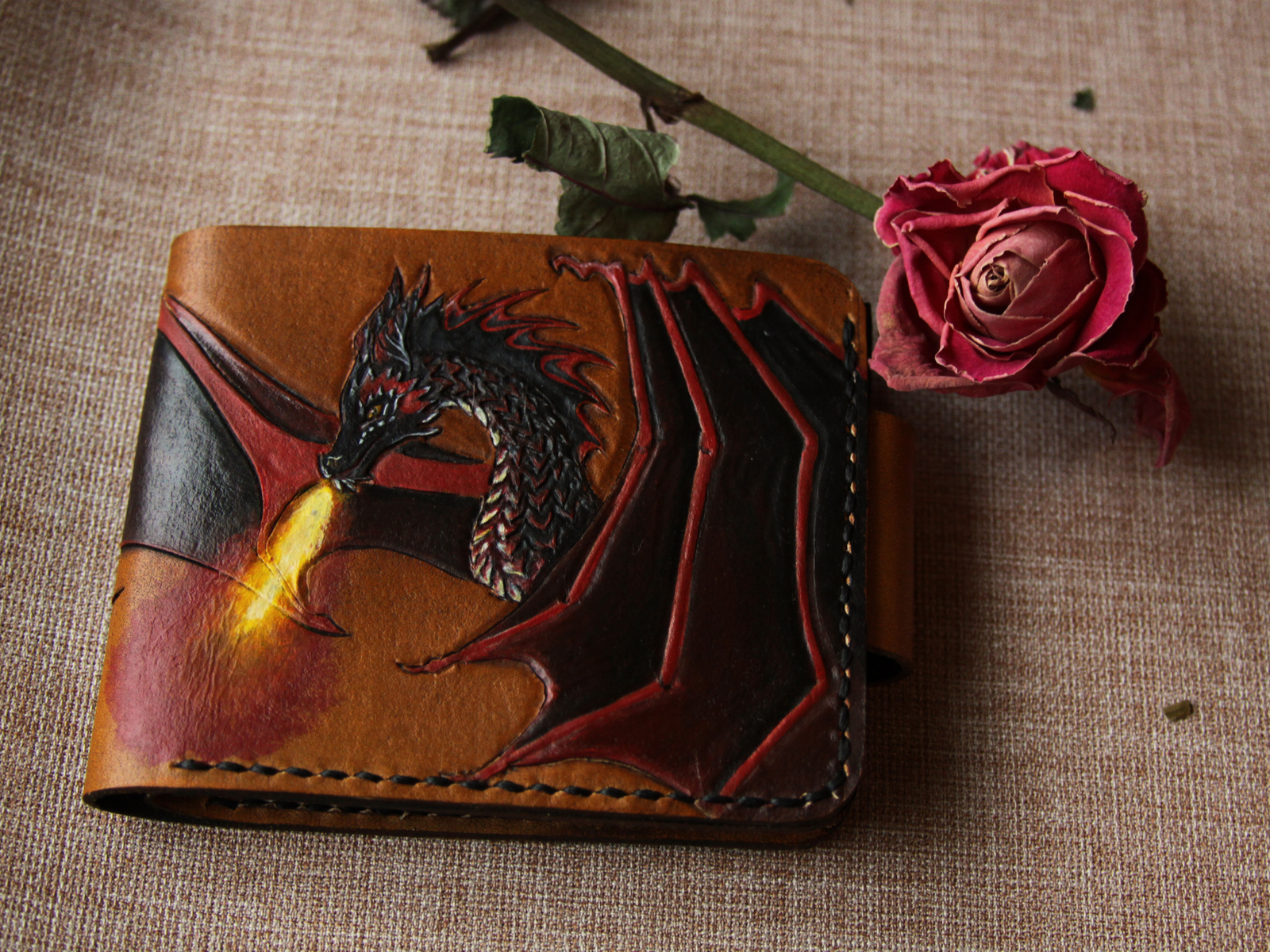 Leather wallets - My, Needlework without process, Needlework, Leather, Wallet, Purse, Embossing on leather, , Longpost