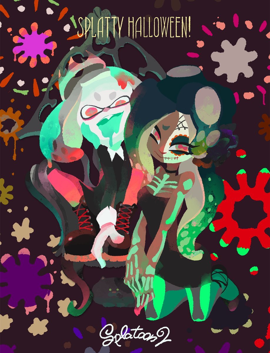 Fluffy Halloween! - Splatoon, Woomy, Inklings, Octolings, Off the hook, Halloween, Art