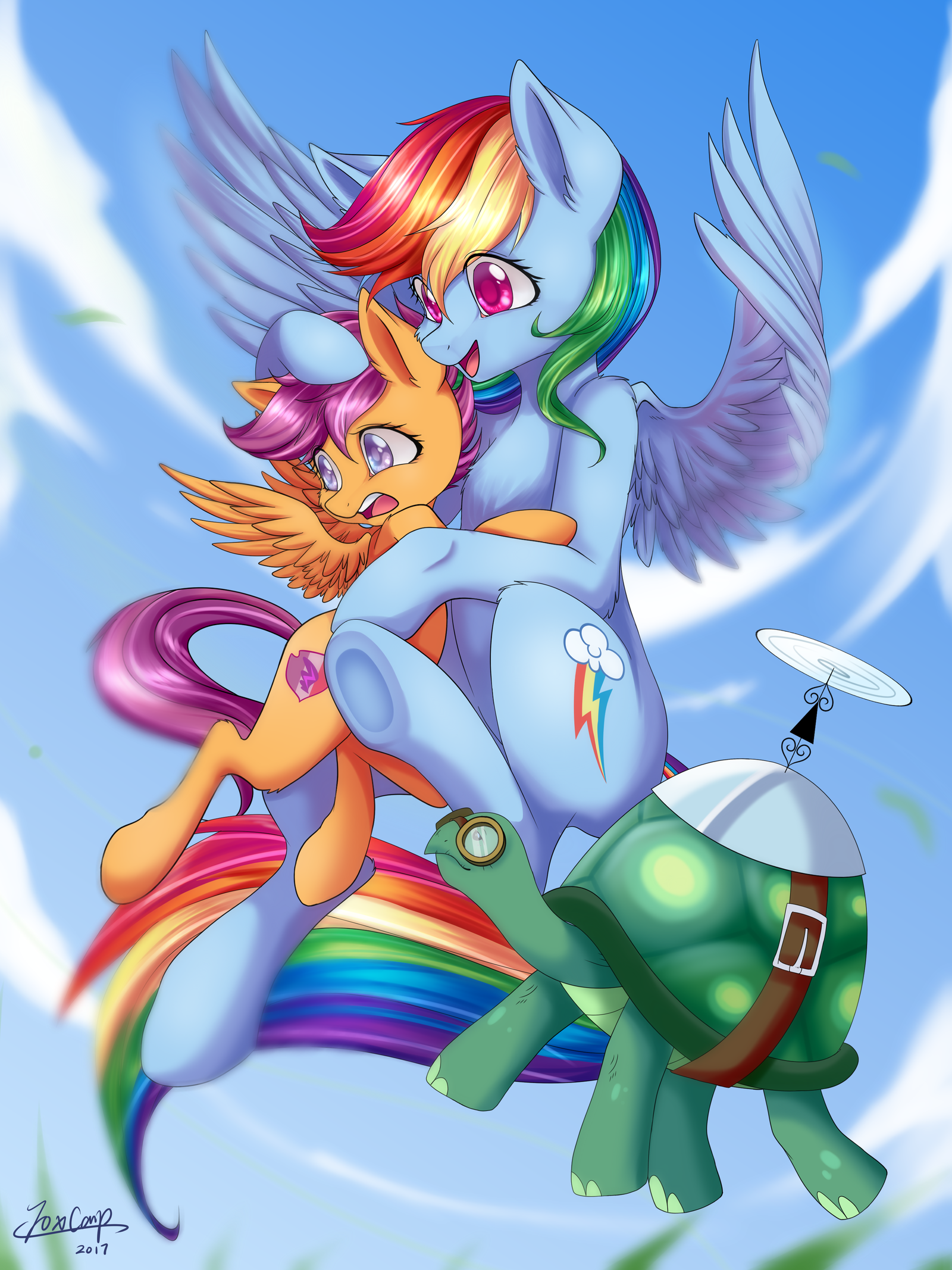 Flying Trio By Foxcarp - My little pony, Rainbow dash, Scootaloo