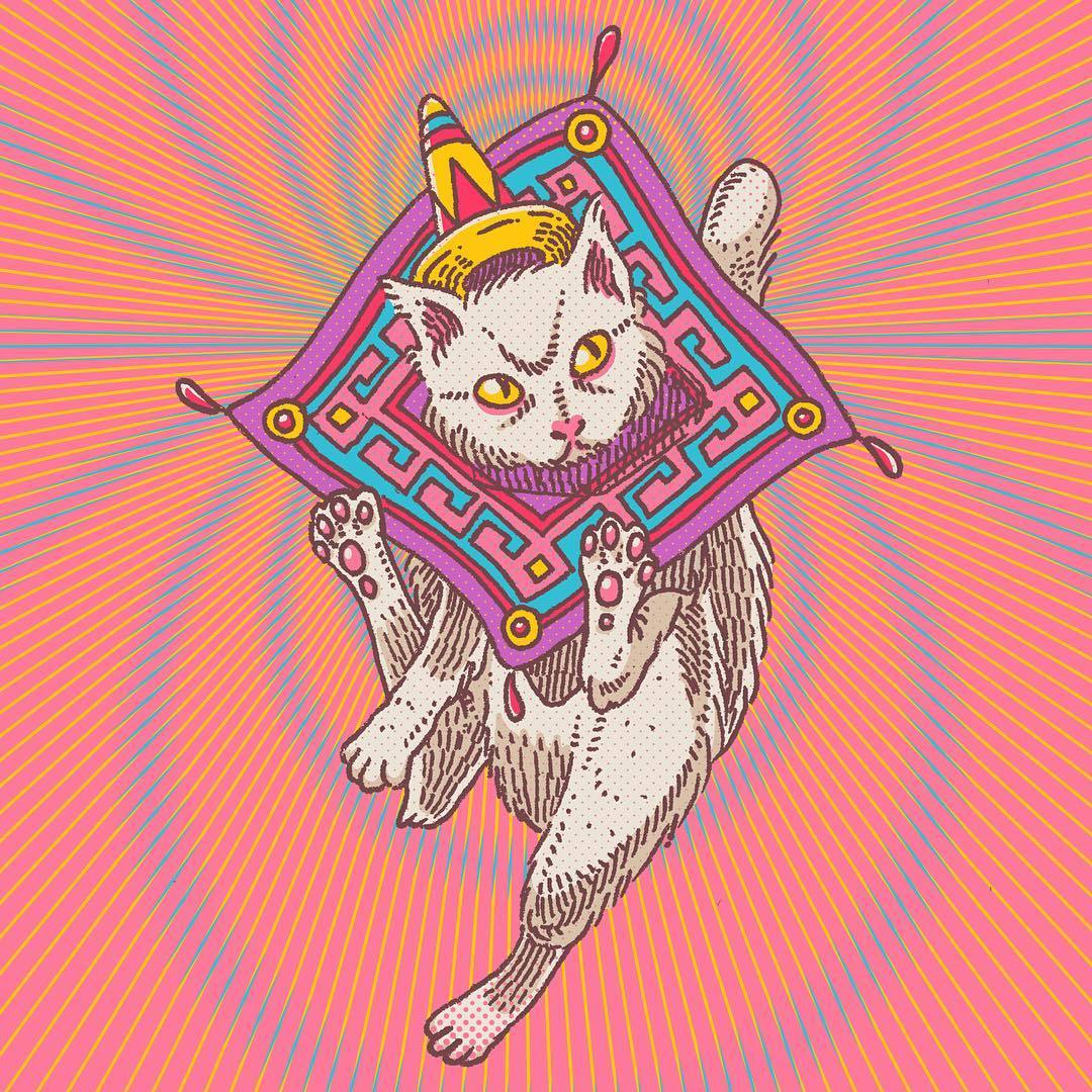 Psychedelic art - Art, Psychedelic, cat, Space, People, Longpost