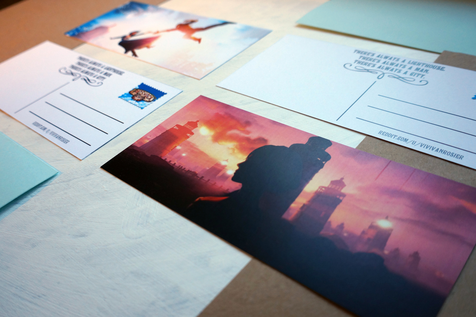 Postcards Bioshock - My, BioShock, Bioshock Infinite, Postcard, Game art, Longpost