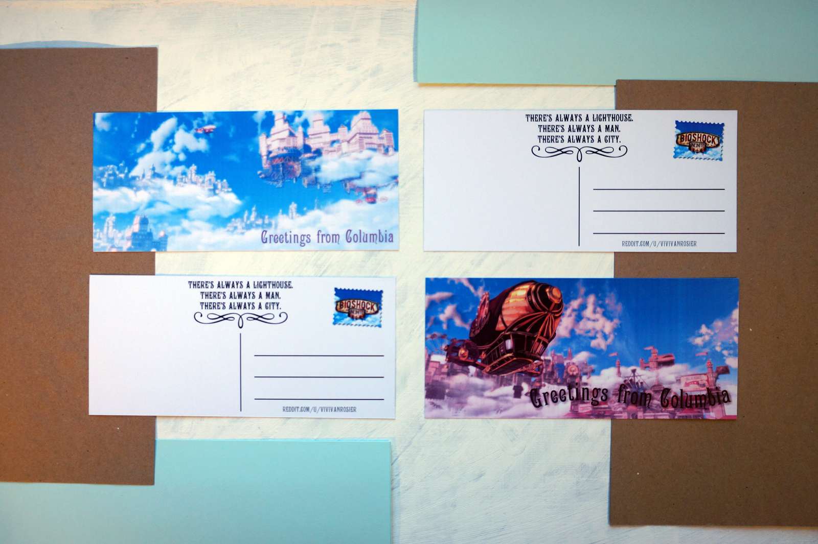 Postcards Bioshock - My, BioShock, Bioshock Infinite, Postcard, Game art, Longpost