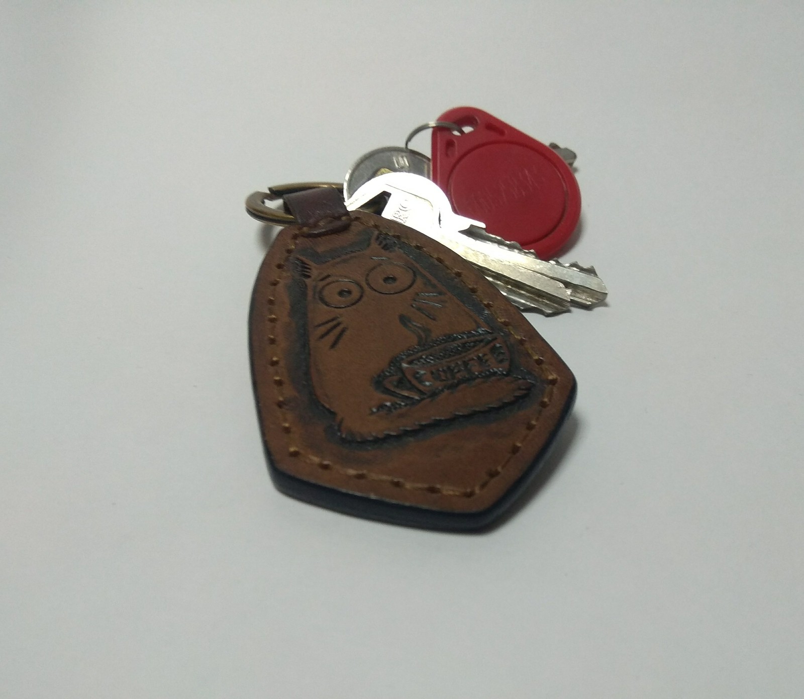 Keychain - My, Leather, Leather, Handmade, Keychain, Embossing on leather, Longpost