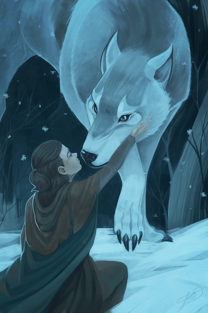 Arya and Nymeria By Lessa Namidairo - Game of Thrones, Arya stark, Art, Spoiler, Nymeria