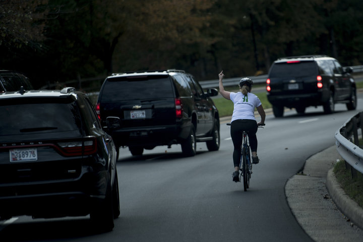 Continuation of a story. The woman who showed f*ck was fired from her job. - Fingers, Fuck, Donald Trump, USA, Tuple, Cyclist