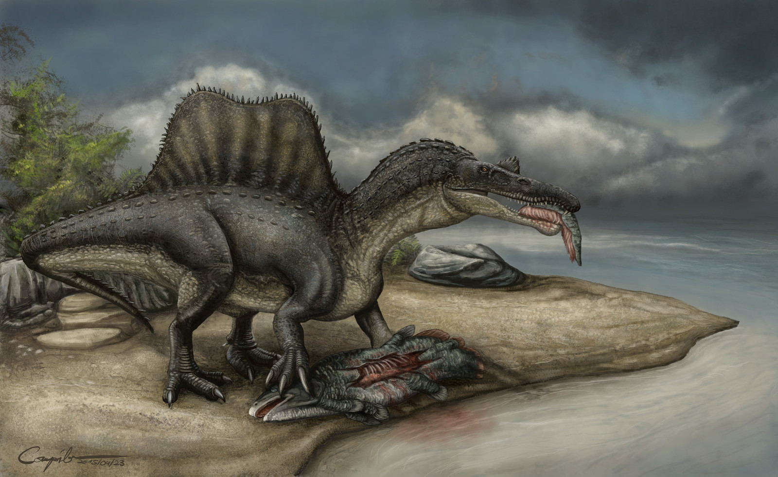 Спинозавр на охоте. Подборка артов | Пикабу