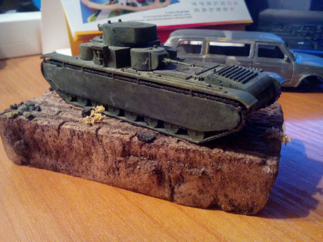 Diorama with T-35 tank - My, Diorama, Stand modeling, Modeling, Tanks, T-35